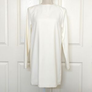 Mois Studio White Long Sleeve Open Beaded Back Dress